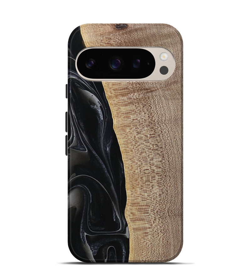 Pixel 9 Pro Wood Live Edge Phone Case - Kyan (Black & White, 741613)