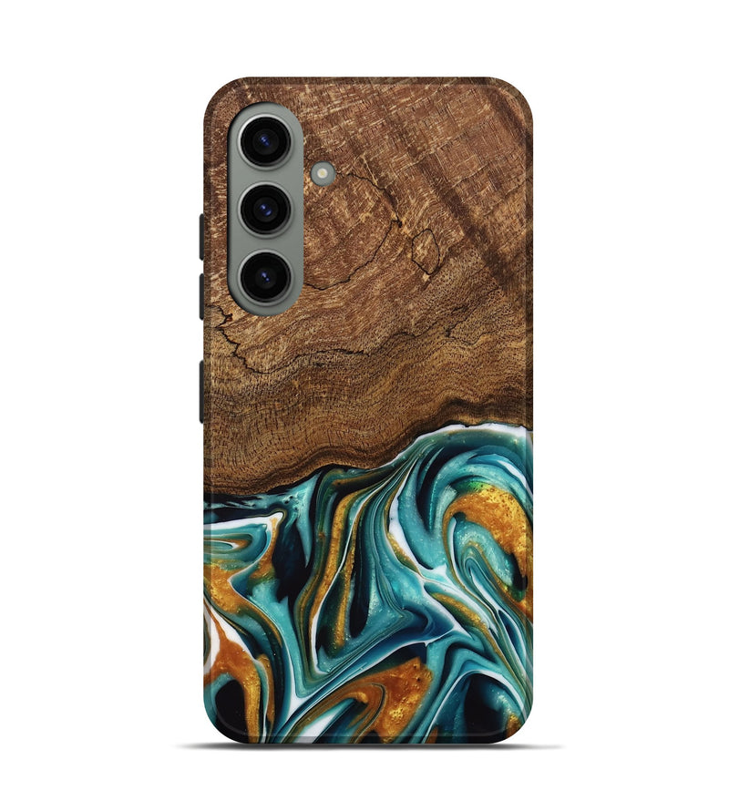 Galaxy S24 Wood Live Edge Phone Case - Daxton (Teal & Gold, 741614)