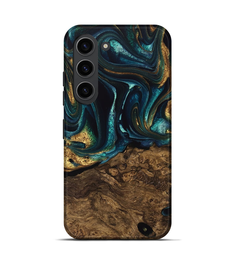 Galaxy S23 Wood Live Edge Phone Case - Susanna (Teal & Gold, 741616)