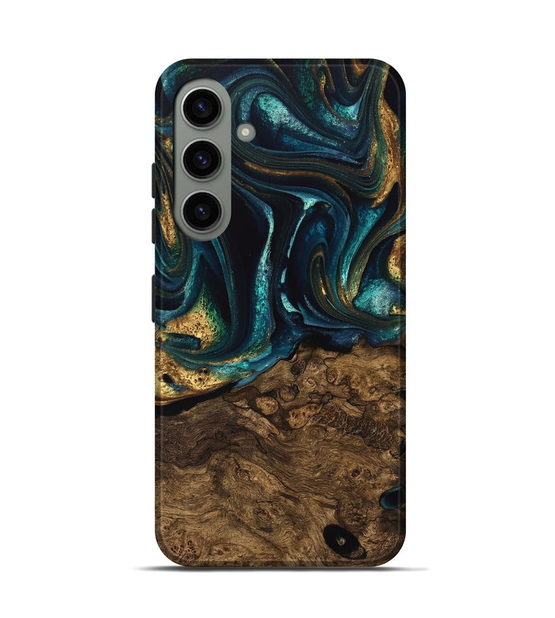 Galaxy S24 Wood Live Edge Phone Case - Susanna (Teal & Gold, 741616)