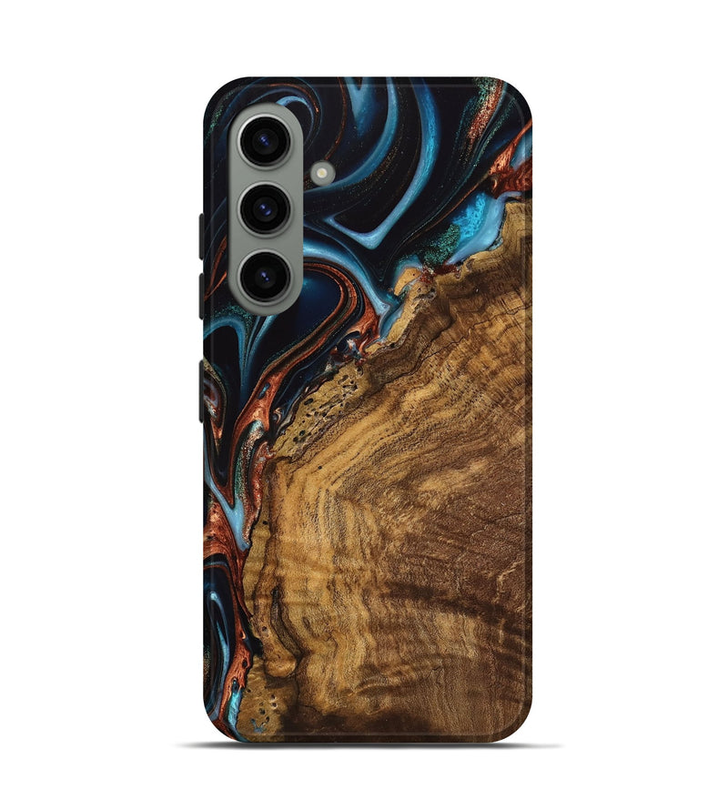 Galaxy S24 Wood Live Edge Phone Case - Vonni (Teal & Gold, 741617)