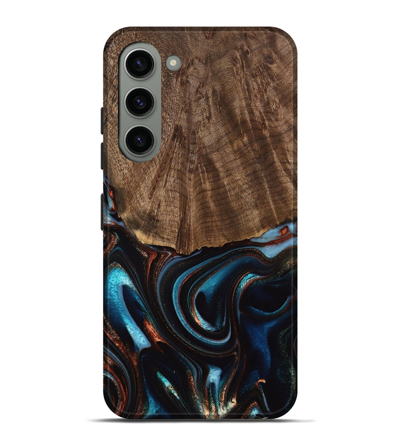 Galaxy S23 Plus Wood Live Edge Phone Case - Trystan (Teal & Gold, 741619)