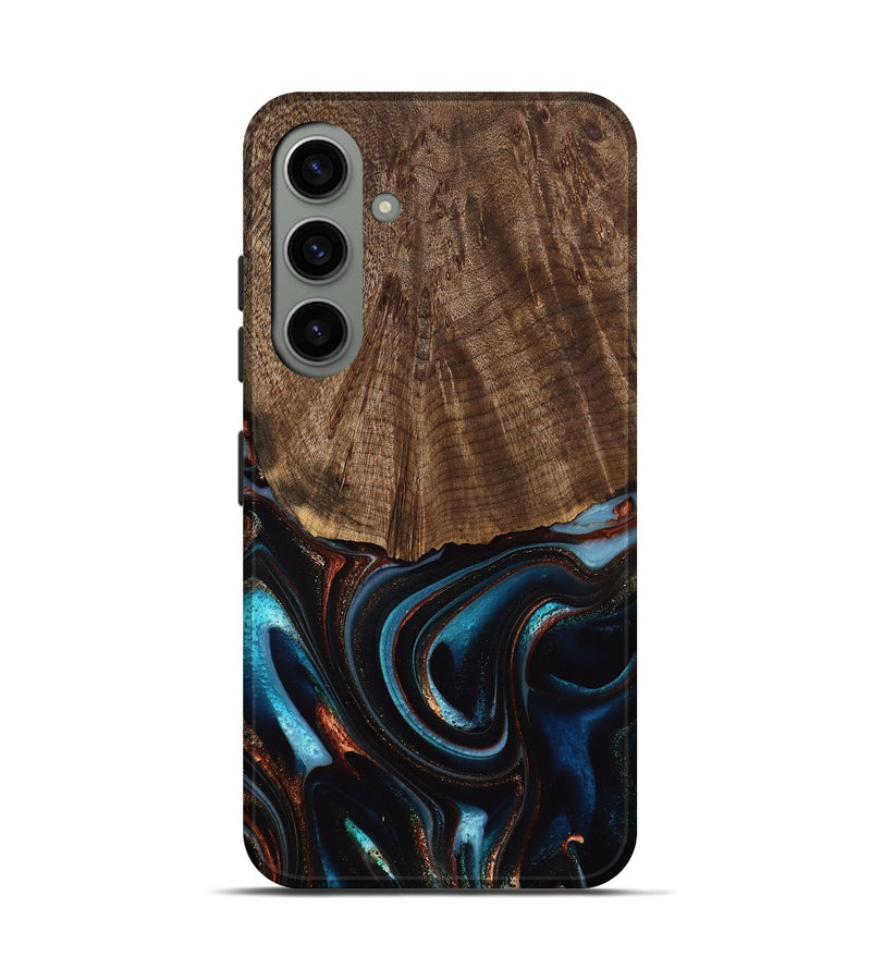 Galaxy S24 Wood Live Edge Phone Case - Trystan (Teal & Gold, 741619)