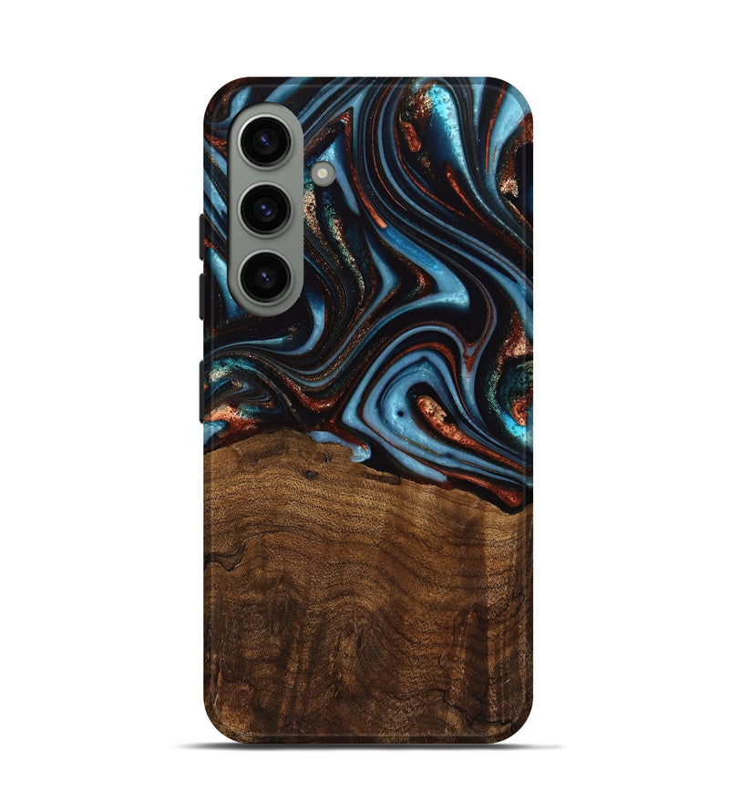 Galaxy S24 Wood Live Edge Phone Case - Qain (Teal & Gold, 741620)