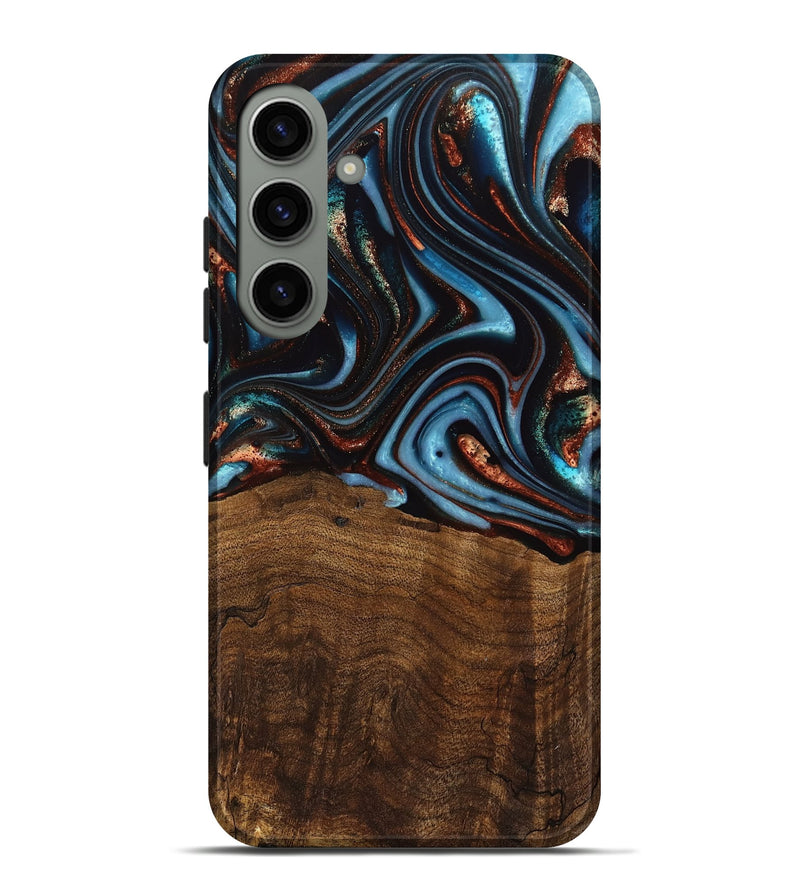 Galaxy S24 Plus Wood Live Edge Phone Case - Qain (Teal & Gold, 741620)