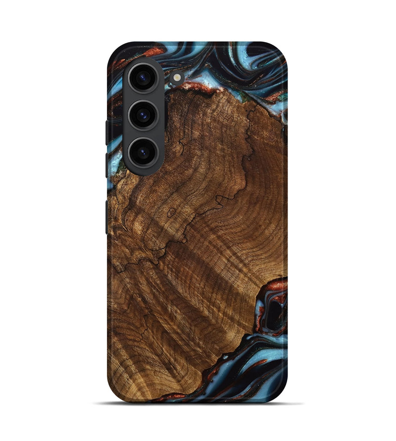 Galaxy S23 Wood Live Edge Phone Case - Pamelia (Teal & Gold, 741621)