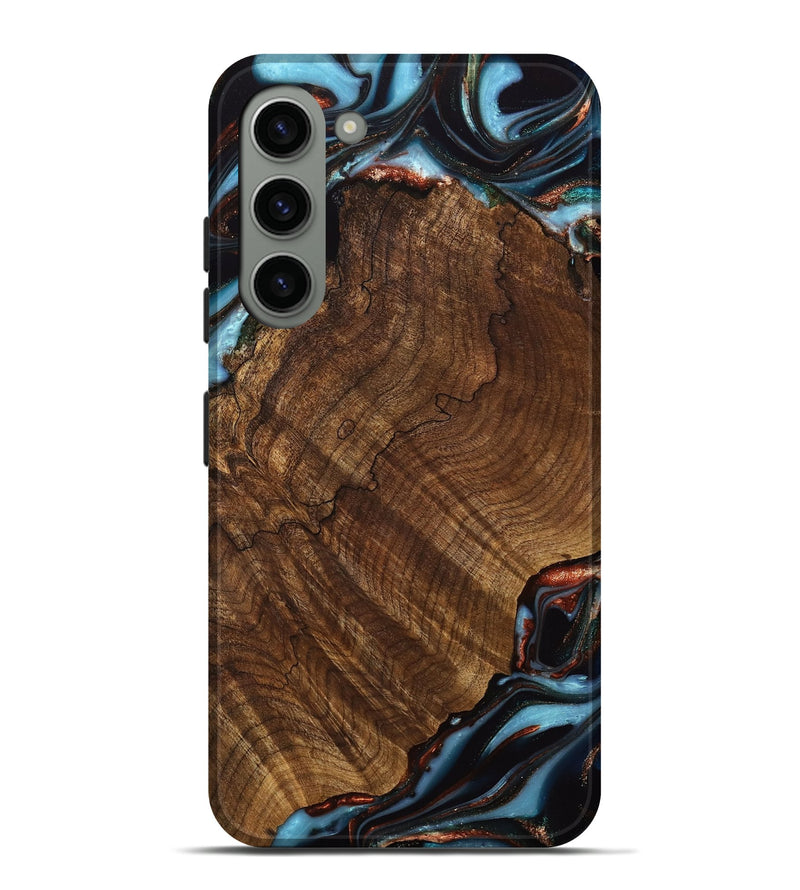 Galaxy S23 Plus Wood Live Edge Phone Case - Pamelia (Teal & Gold, 741621)