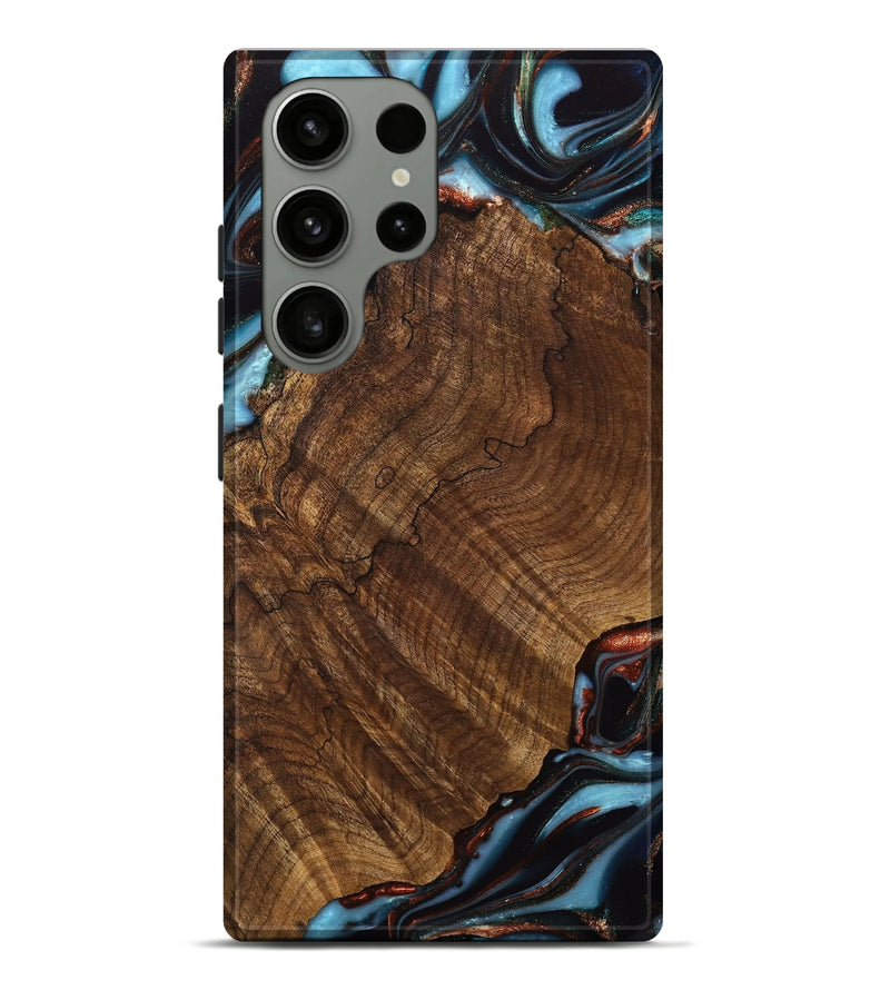 Galaxy S23 Ultra Wood Live Edge Phone Case - Pamelia (Teal & Gold, 741621)