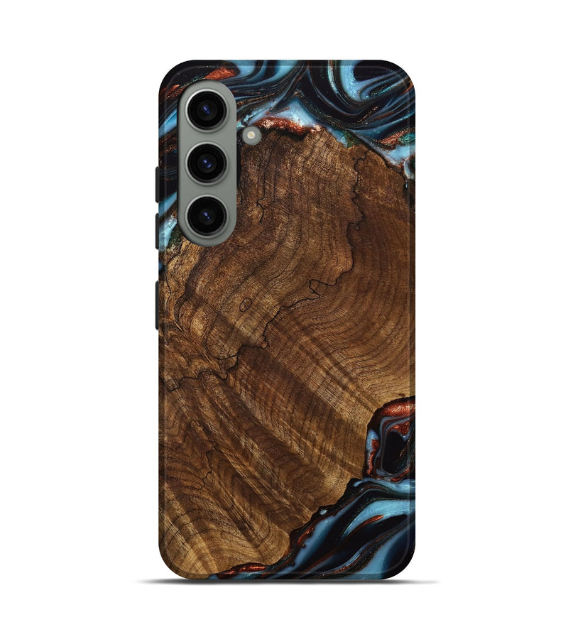 Galaxy S24 Wood Live Edge Phone Case - Pamelia (Teal & Gold, 741621)