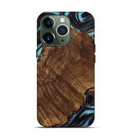 iPhone 13 Pro Wood Live Edge Phone Case - Pamelia (Teal & Gold, 741621)