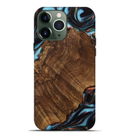 iPhone 13 Pro Max Wood Live Edge Phone Case - Pamelia (Teal & Gold, 741621)