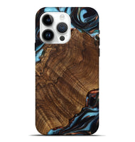 iPhone 15 Pro Max Wood Live Edge Phone Case - Pamelia (Teal & Gold, 741621)