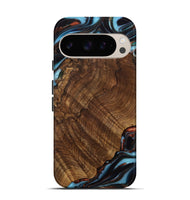 Pixel 9 Pro Wood Live Edge Phone Case - Pamelia (Teal & Gold, 741621)