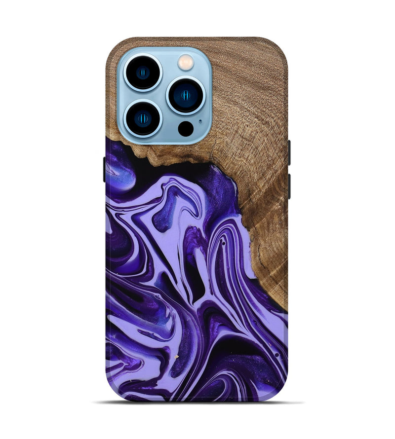 iPhone 14 Pro Wood Live Edge Phone Case - Zola (Purple, 741622)