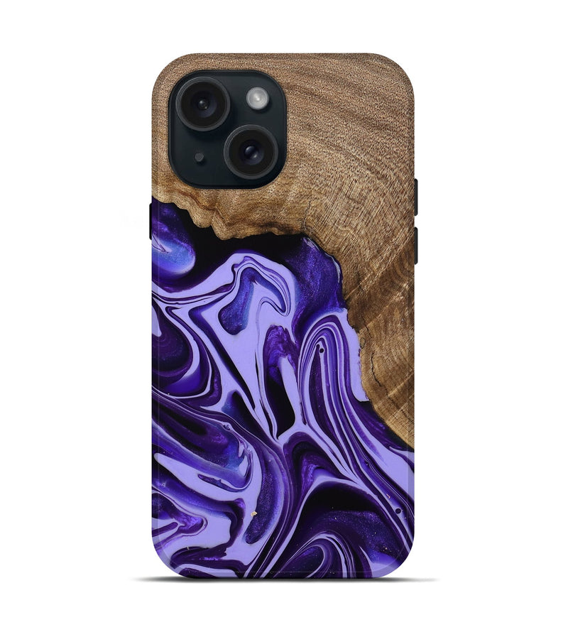 iPhone 15 Wood Live Edge Phone Case - Zola (Purple, 741622)