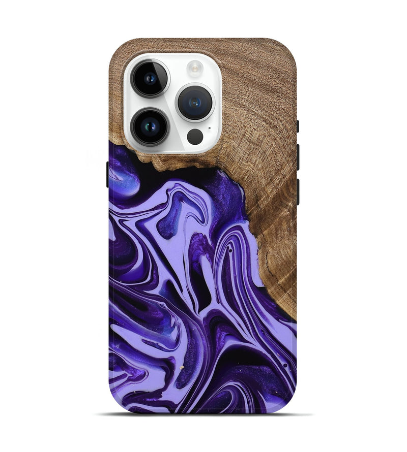 iPhone 15 Pro Wood Live Edge Phone Case - Zola (Purple, 741622)