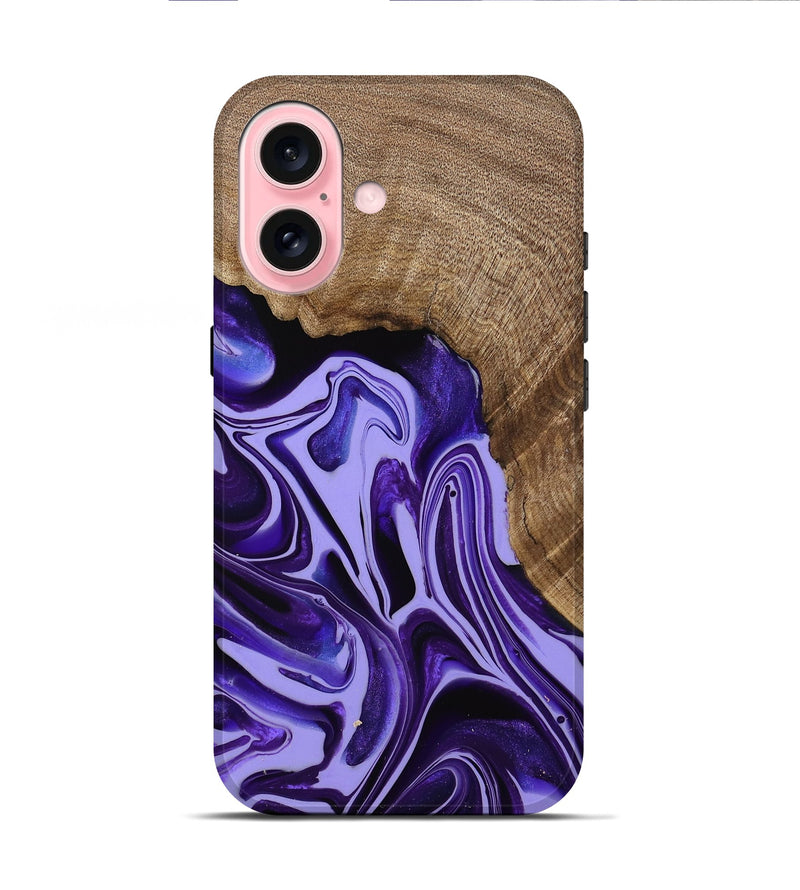 iPhone 16 Wood Live Edge Phone Case - Zola (Purple, 741622)