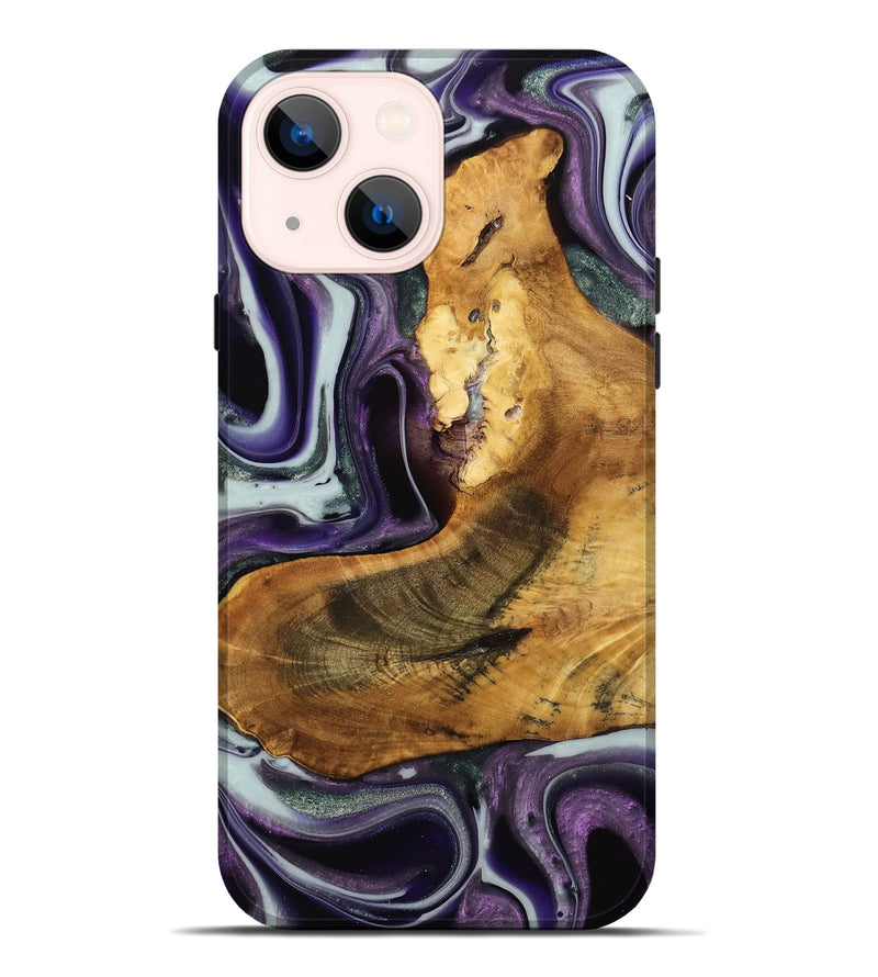 iPhone 14 Plus Wood Live Edge Phone Case - Trudie (Purple, 741623)