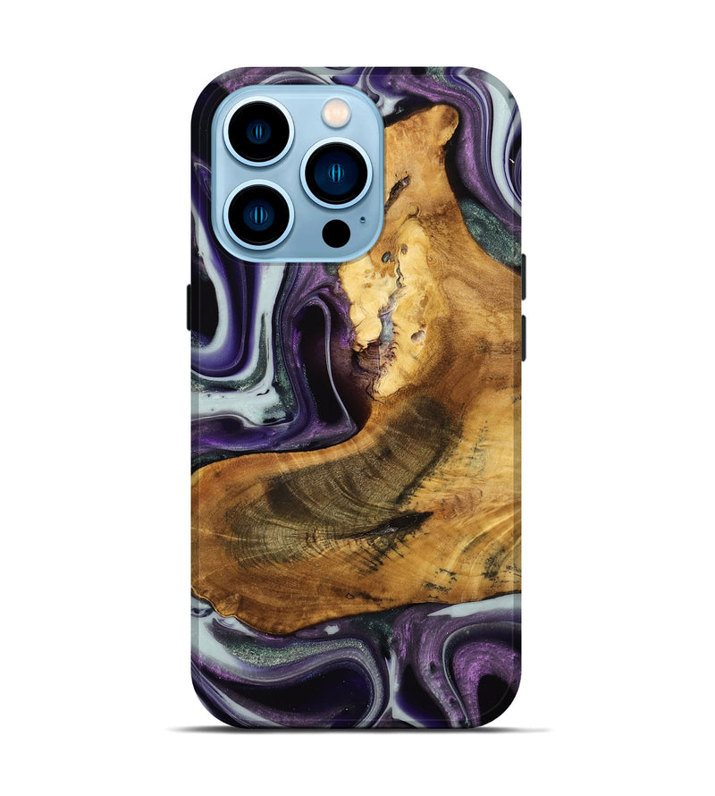 iPhone 14 Pro Wood Live Edge Phone Case - Trudie (Purple, 741623)