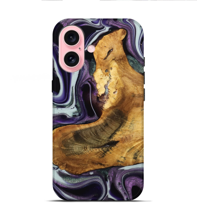 iPhone 16 Wood Live Edge Phone Case - Trudie (Purple, 741623)