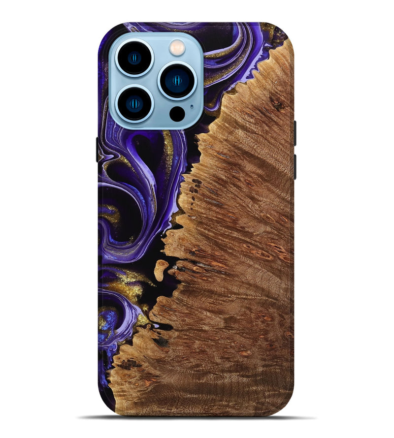 iPhone 14 Pro Max Wood Live Edge Phone Case - Marvel (Purple, 741624)