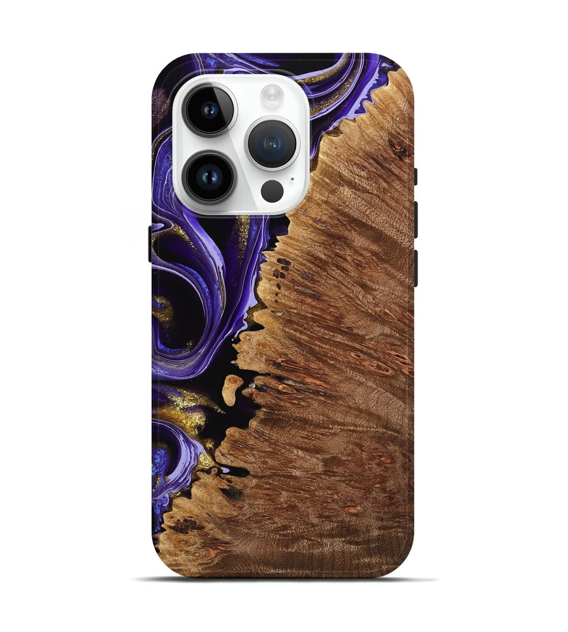 iPhone 15 Pro Wood Live Edge Phone Case - Marvel (Purple, 741624)