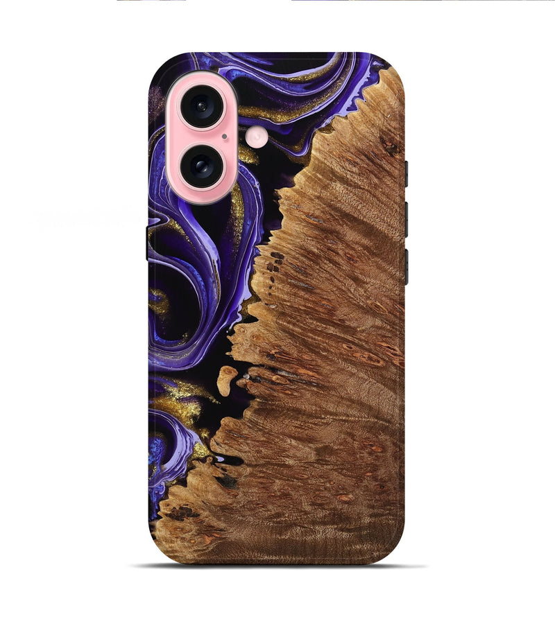 iPhone 16 Wood Live Edge Phone Case - Marvel (Purple, 741624)