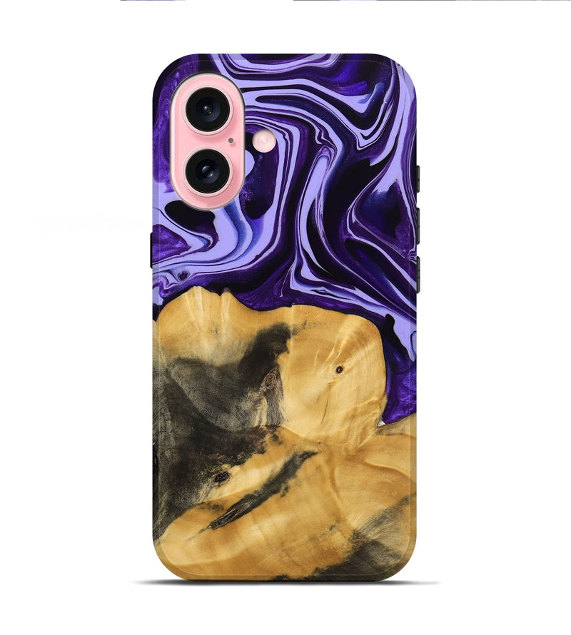 iPhone 16 Wood Live Edge Phone Case - Condell (Purple, 741625)