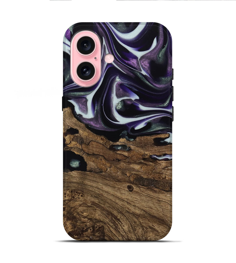 iPhone 16 Wood Live Edge Phone Case - Primus (Purple, 741626)