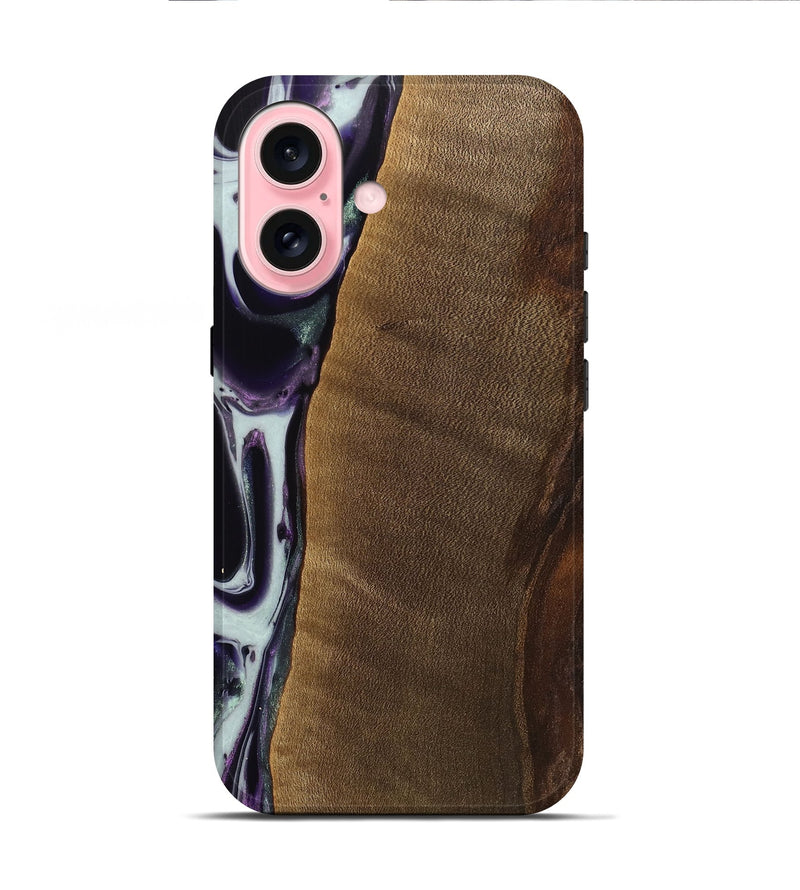 iPhone 16 Wood Live Edge Phone Case - Candra (Purple, 741629)