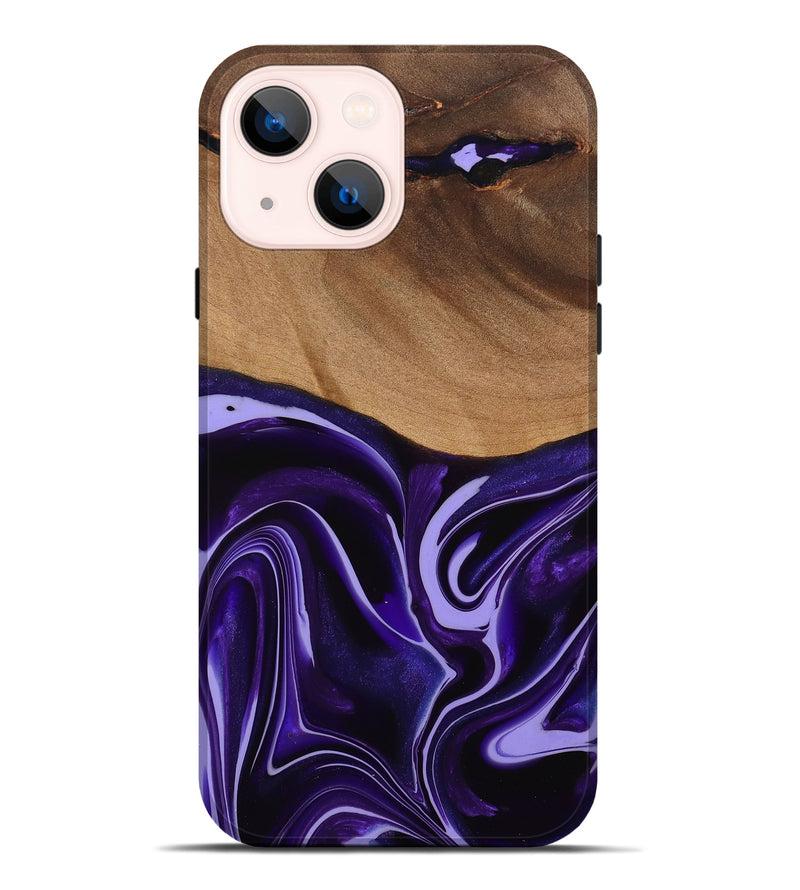 iPhone 14 Plus Wood Live Edge Phone Case - Sheilah (Purple, 741631)