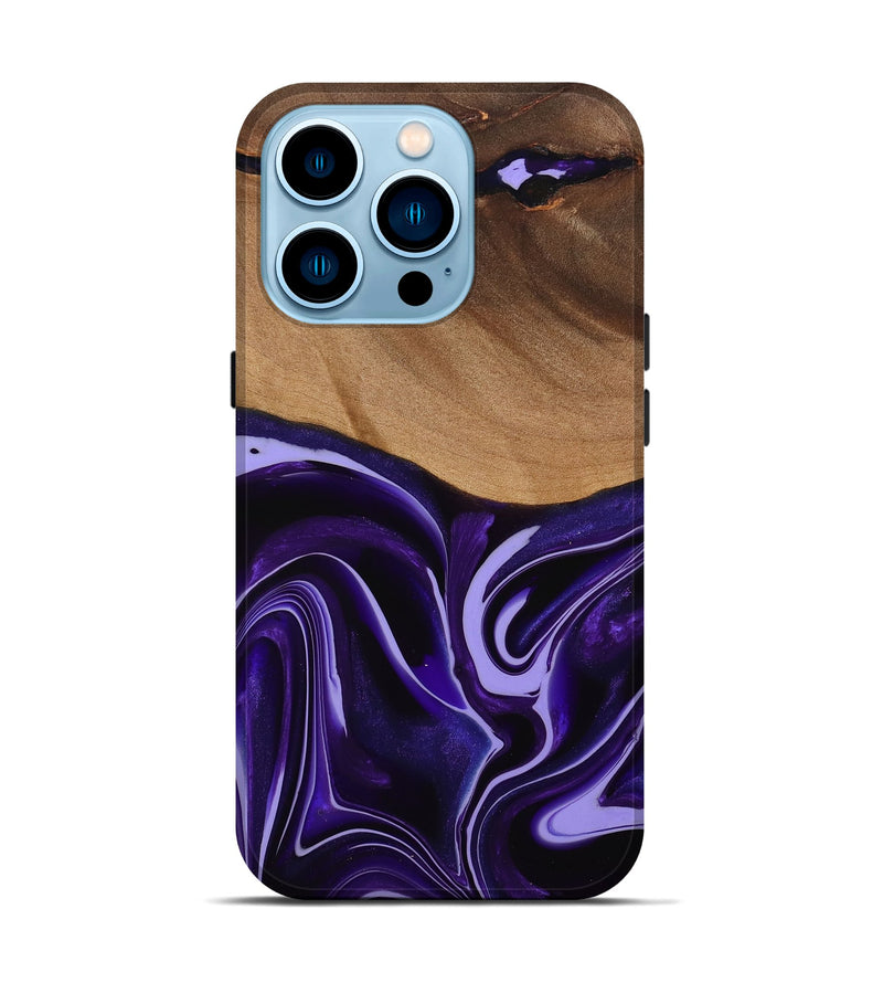 iPhone 14 Pro Wood Live Edge Phone Case - Sheilah (Purple, 741631)