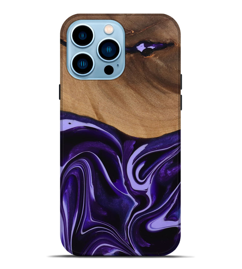 iPhone 14 Pro Max Wood Live Edge Phone Case - Sheilah (Purple, 741631)