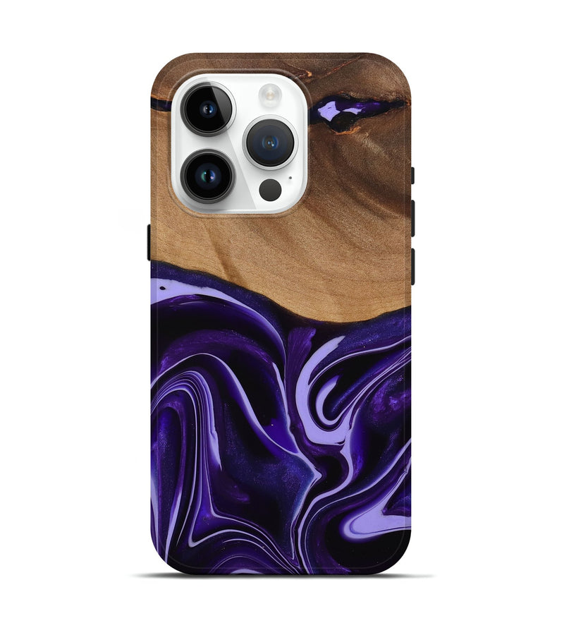 iPhone 15 Pro Wood Live Edge Phone Case - Sheilah (Purple, 741631)