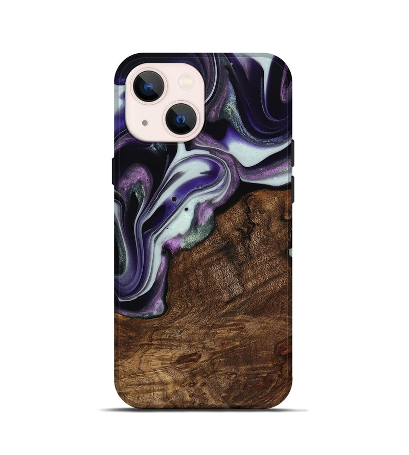 iPhone 13 mini Wood Live Edge Phone Case - Shawna (Purple, 741632)