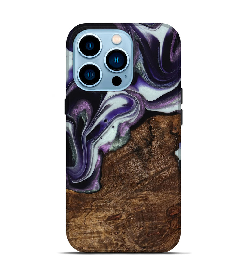 iPhone 14 Pro Wood Live Edge Phone Case - Shawna (Purple, 741632)