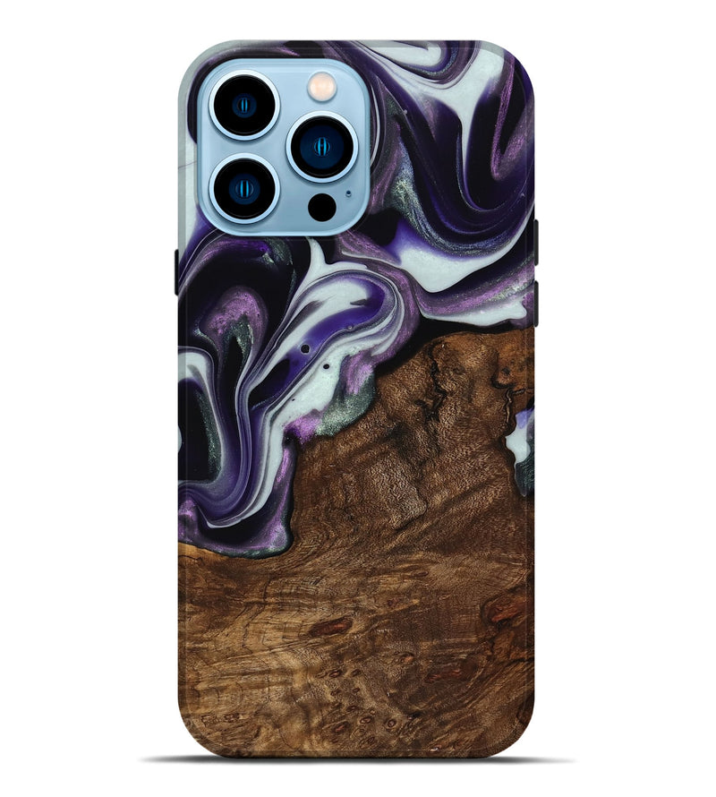 iPhone 14 Pro Max Wood Live Edge Phone Case - Shawna (Purple, 741632)