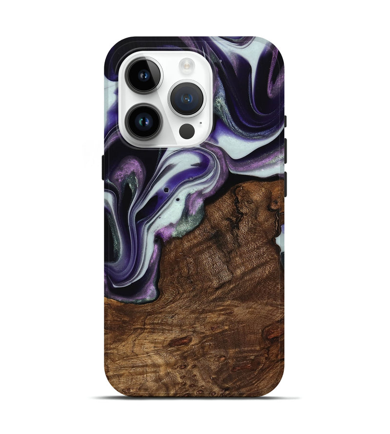 iPhone 15 Pro Wood Live Edge Phone Case - Shawna (Purple, 741632)