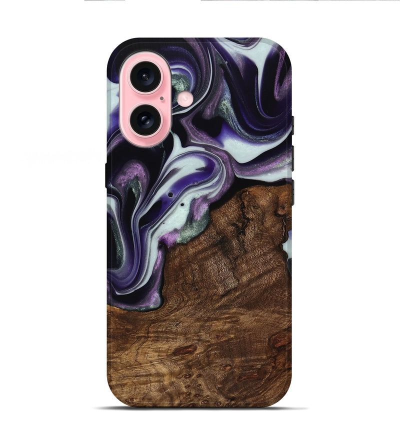 iPhone 16 Wood Live Edge Phone Case - Shawna (Purple, 741632)