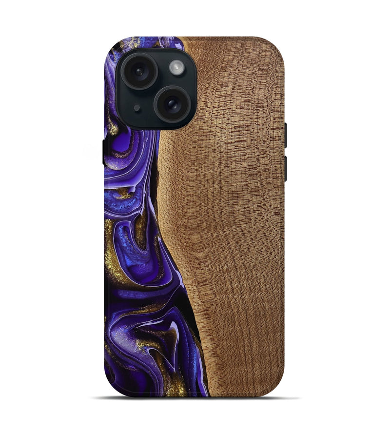 iPhone 15 Wood Live Edge Phone Case - Tanhya (Purple, 741633)