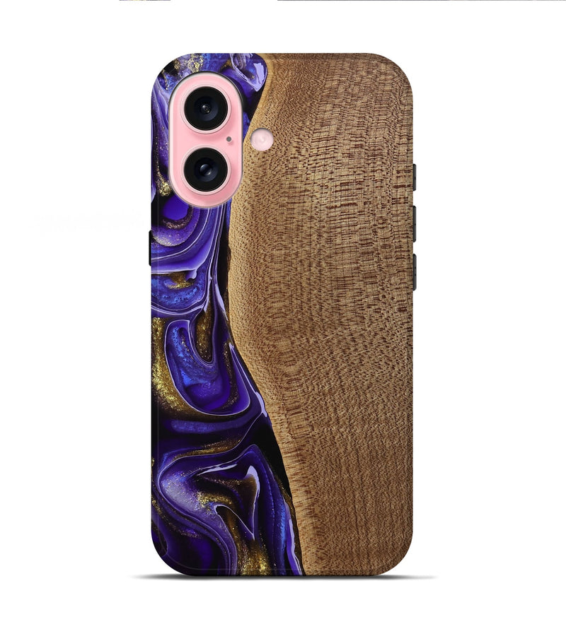 iPhone 16 Wood Live Edge Phone Case - Tanhya (Purple, 741633)