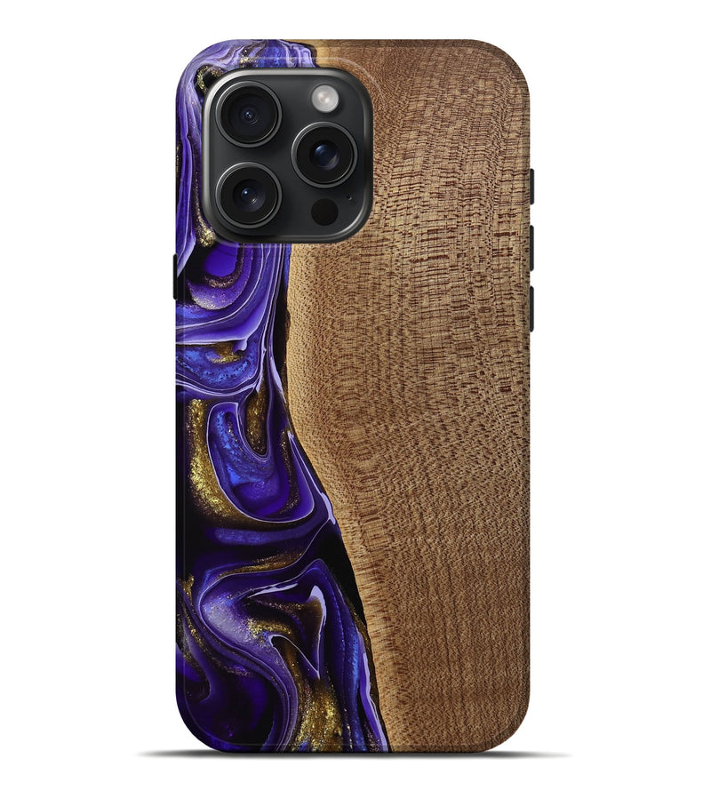 iPhone 16 Pro Max Wood Live Edge Phone Case - Tanhya (Purple, 741633)