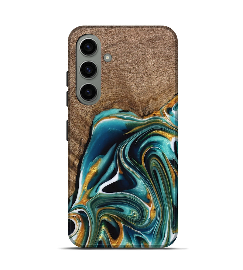 Galaxy S24 Wood Live Edge Phone Case - Ferris (Teal & Gold, 741634)