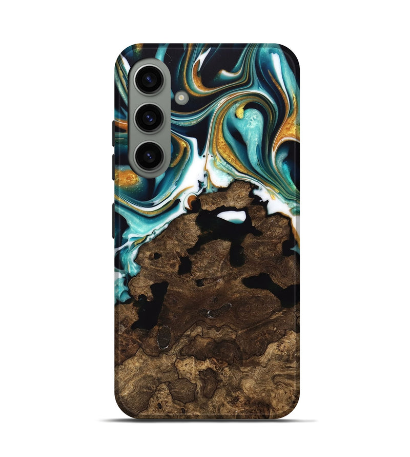 Galaxy S24 Wood Live Edge Phone Case - Liuka (Teal & Gold, 741635)