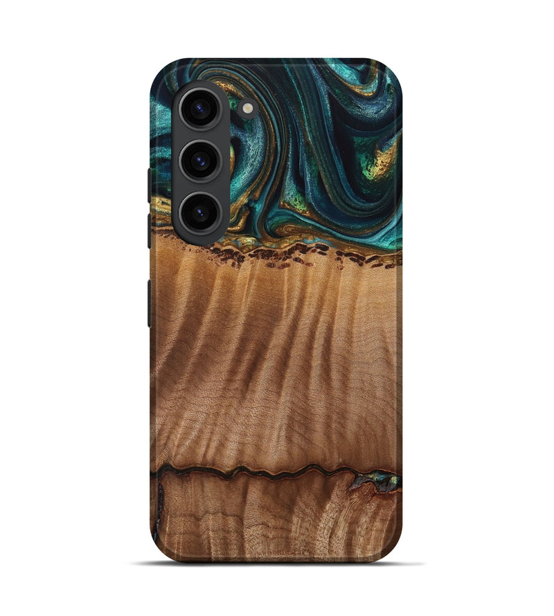 Galaxy S23 Wood Live Edge Phone Case - Bernete (Teal & Gold, 741637)