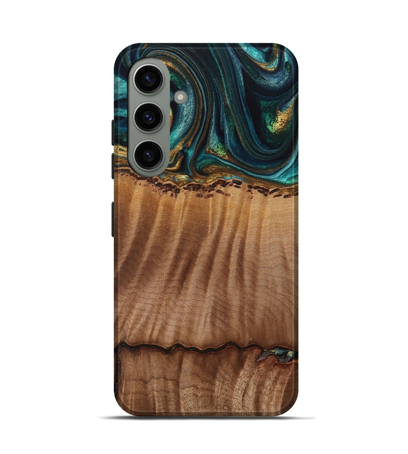 Galaxy S24 Wood Live Edge Phone Case - Bernete (Teal & Gold, 741637)