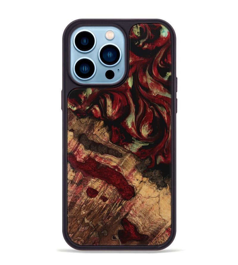 iPhone 14 Pro Max Wood Phone Case - Alvinia (Red, 741645)