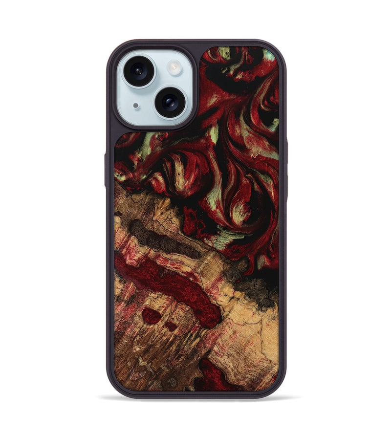 iPhone 15 Wood Phone Case - Alvinia (Red, 741645)