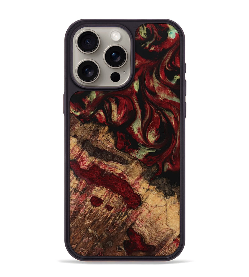 iPhone 15 Pro Max Wood Phone Case - Alvinia (Red, 741645)