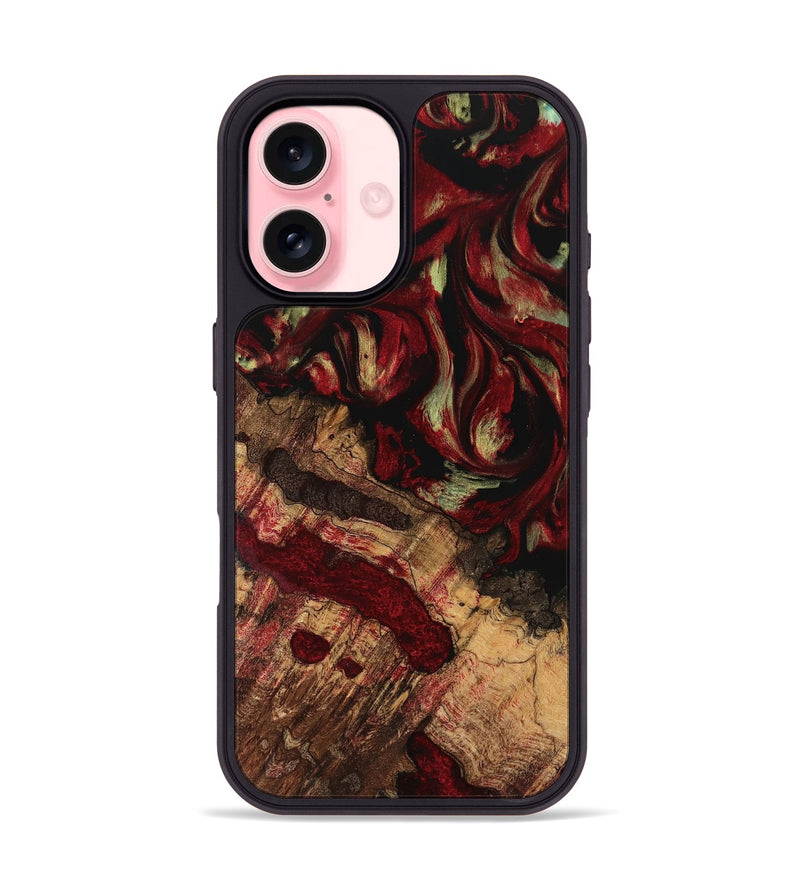 iPhone 16 Wood Phone Case - Alvinia (Red, 741645)